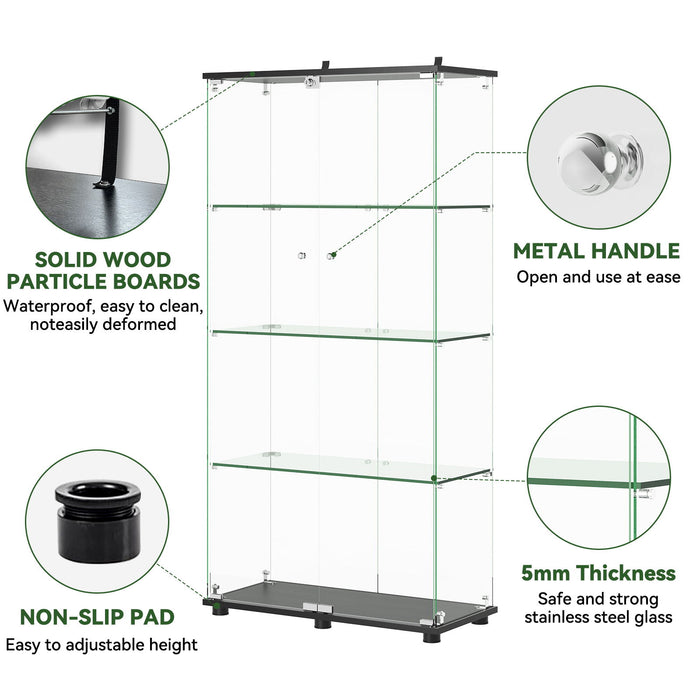 Display Cabinet With Shelf Double Doors And Lock