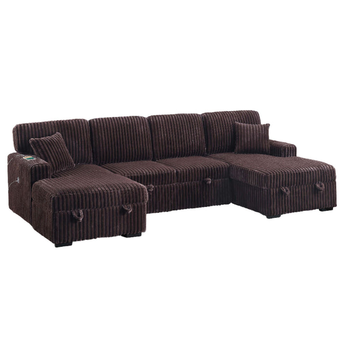 Convertible Sectional Upholstered Sleeper Sofa With Storage Chaise