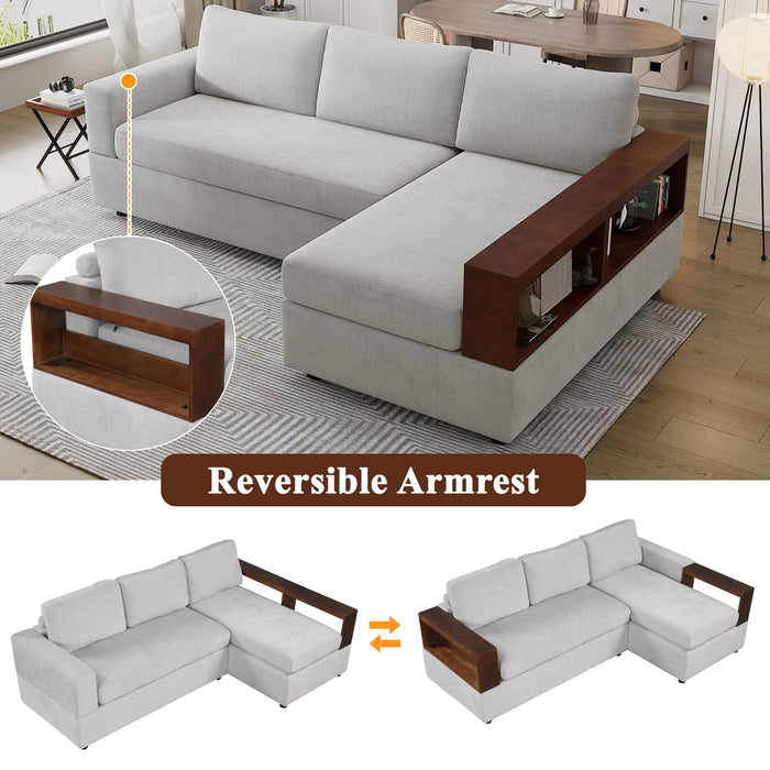 Sectional Sofa Upholstered Sofa Couch With Reversible Armrests For Living Room