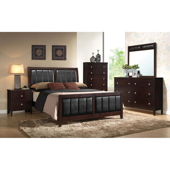 California King Upholstered Panel Bed With Headboard And Footboard - Cappuccino
