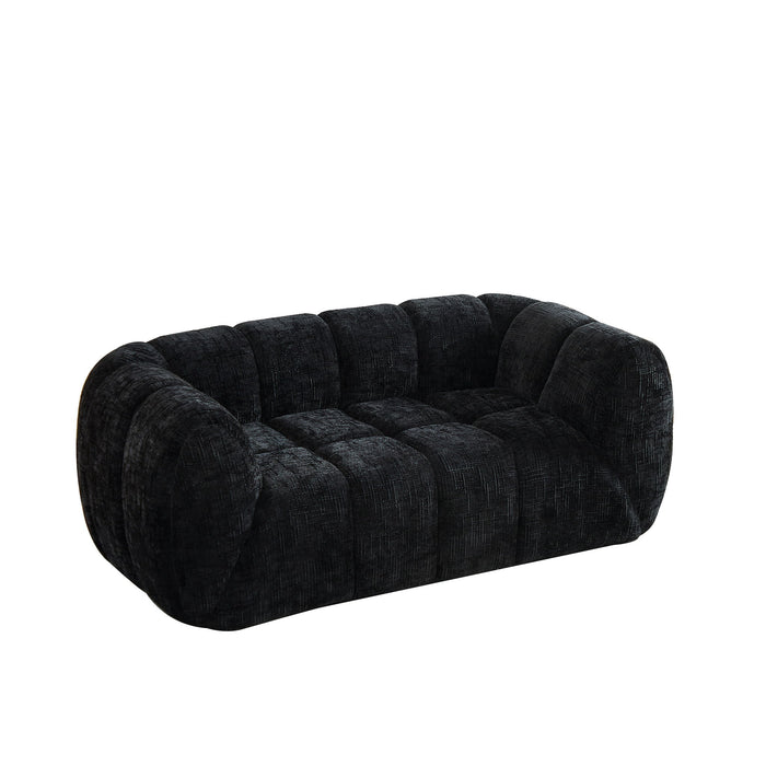 Quilted Cloud Sofa With Rounded Armrests And Piano Key Backrest Design