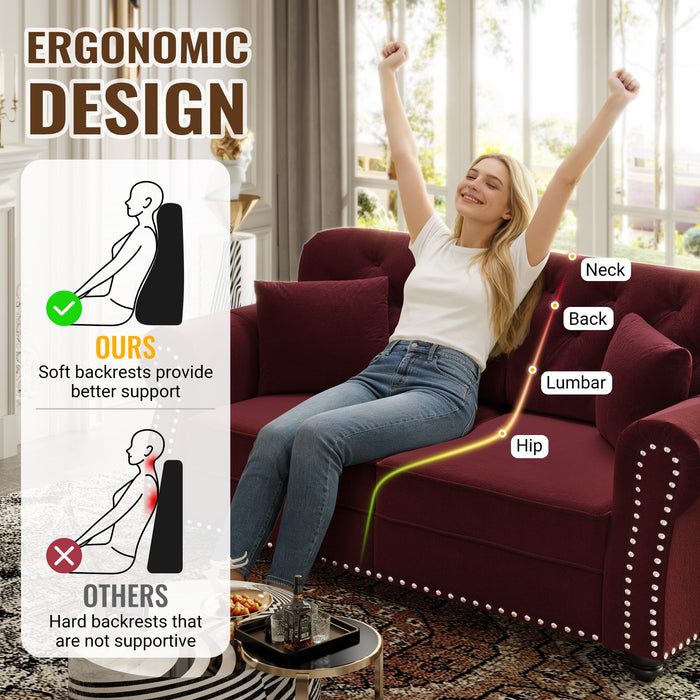 Upholstered 3 Seater Sofa Set With Ottoman