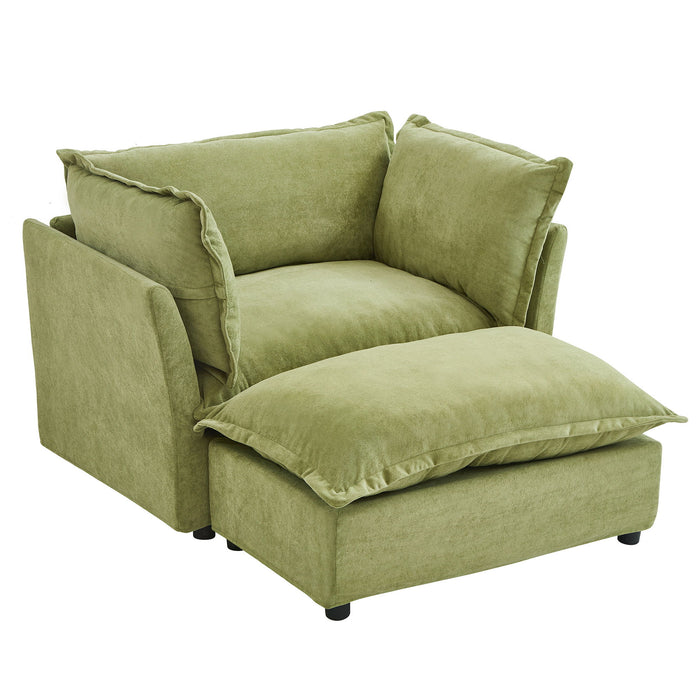 Modern Armchair Sofa With Movable Ottoman