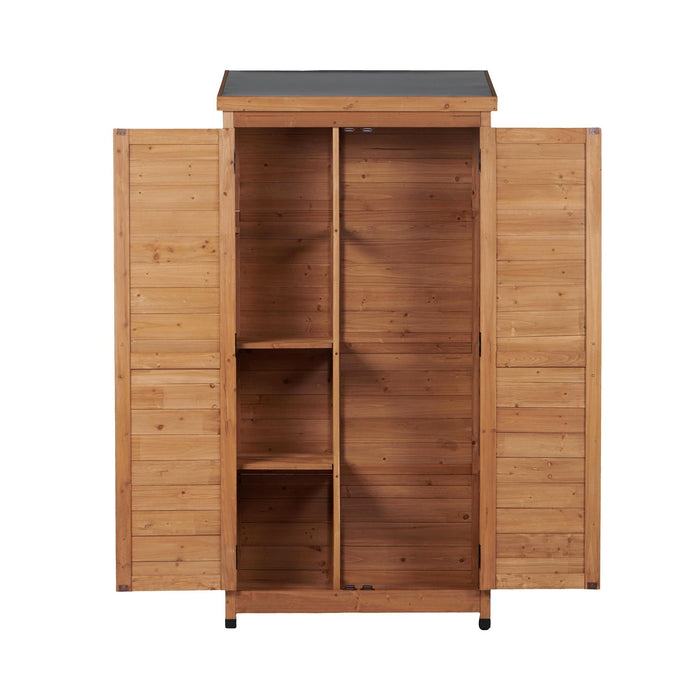 Outdoor Storage Shed With Vertical Tool Cabinet For Backyard
