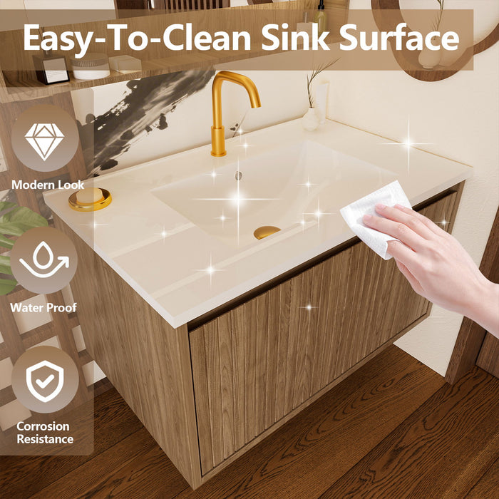 Wall Mounted Floating Bathroom Vanity With Sink And Drawers