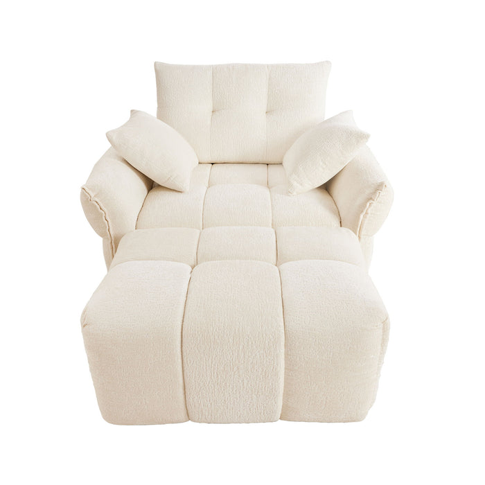 Ergonomic Single Seater Sofa With Ottoman, High Resilience Support Cushions