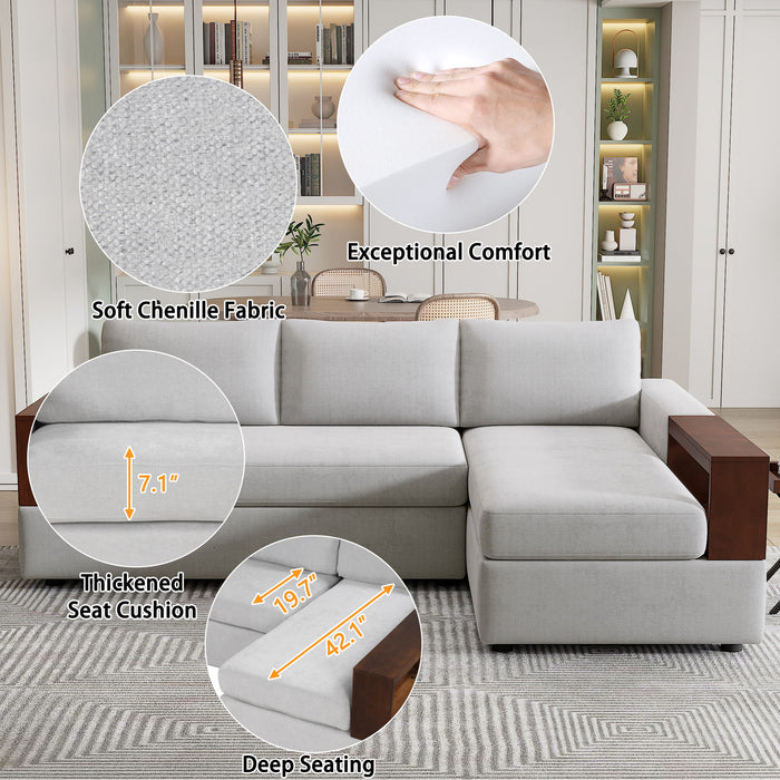 Sectional Sofa Upholstered Sofa Couch With Reversible Armrests For Living Room