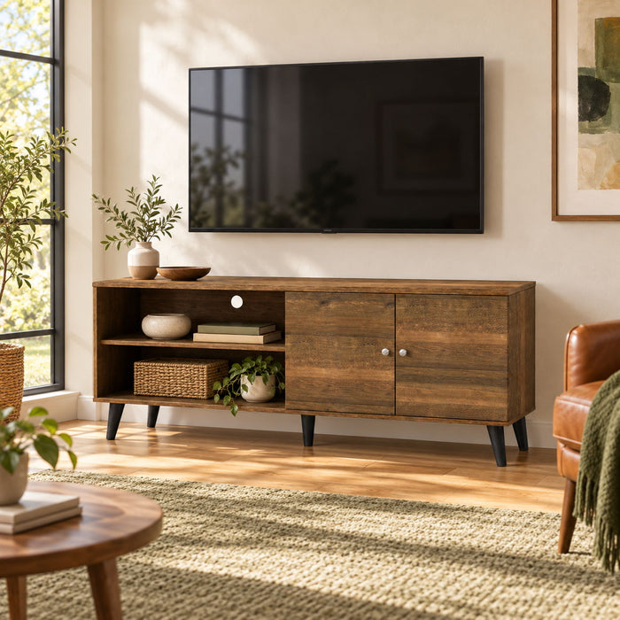 Amidon - TV Stand, With 2 Storage Shelves And 1 Cabinet