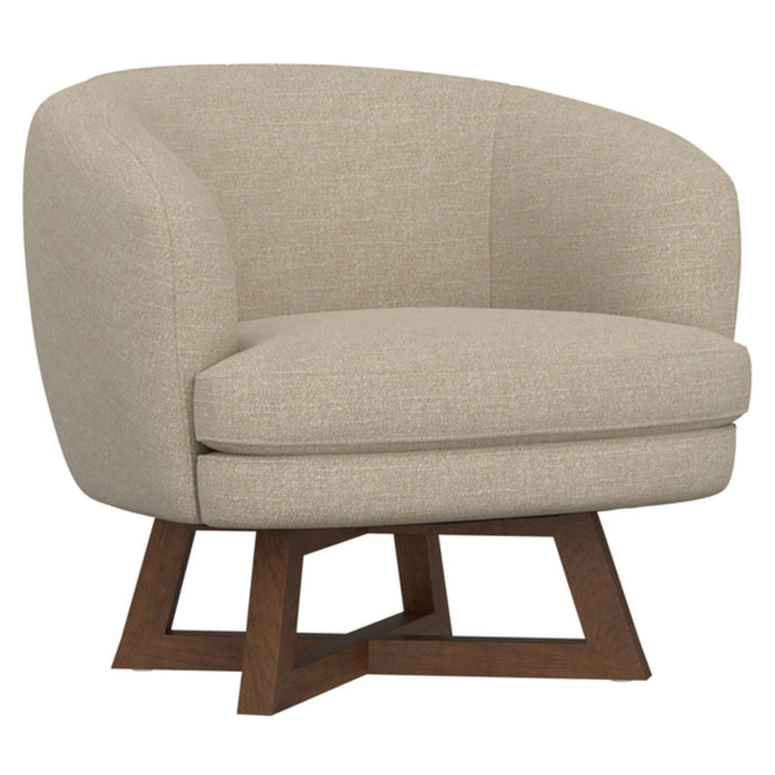 Moira - Swivel Chair With 360-Degree Swivel And Solid Wood Base - Sand