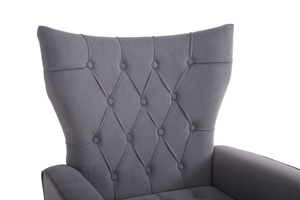 Modern Accent Chair With Ottoman, Comfy Armchair For Living Room