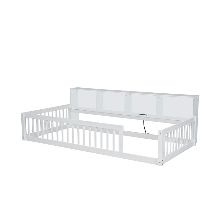 Floor Bed With Storage Cabinets And USB Ports