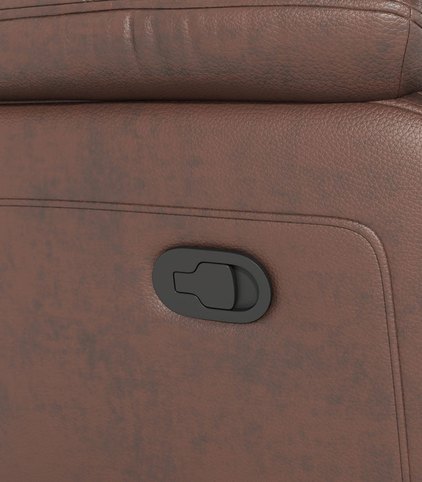 Genuine Leather Non Power Reclining Sofa With Drop Down Table, Stainless Steel Cupholders And Magazine Bag