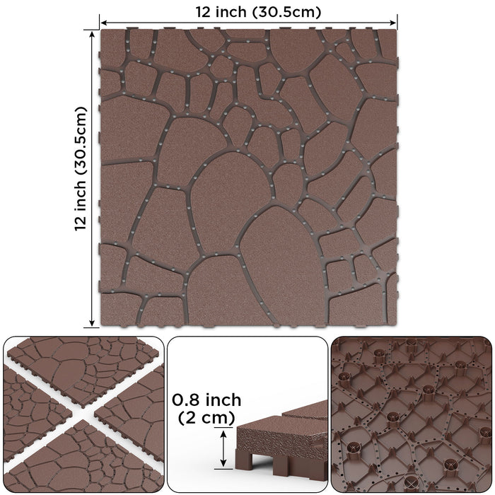 Stone Texture Patio Deck Tiles, 44 Pieces