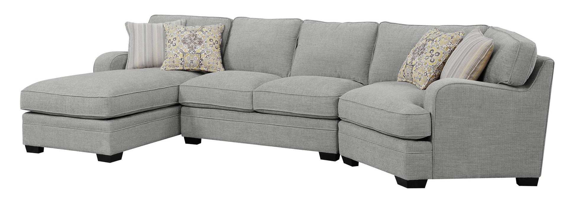 Analiese - LSF Chaise Sectional With Track Arms, Welt Seaming, And Block Feet - Dove Gray