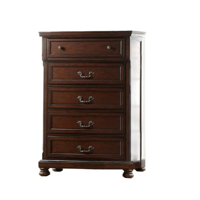1 Piece Chest Bun Feet Pull Handles Round Knobs Bedroom Furniture - Cherry
