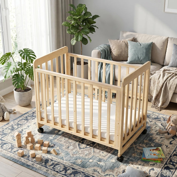 Portable Bedside Bassinet With 3 Adjustable Heights, Mini Crib For Newborns - Natural Wood