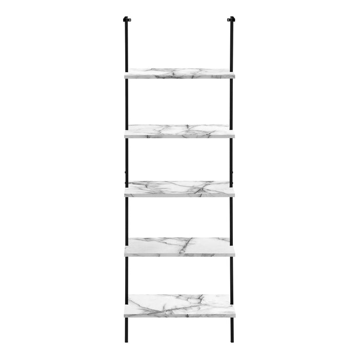 Bookshelf, Bookcase, Etagere, Ladder, 5 Tier, For Office, Marble Look Contemporary & Modern