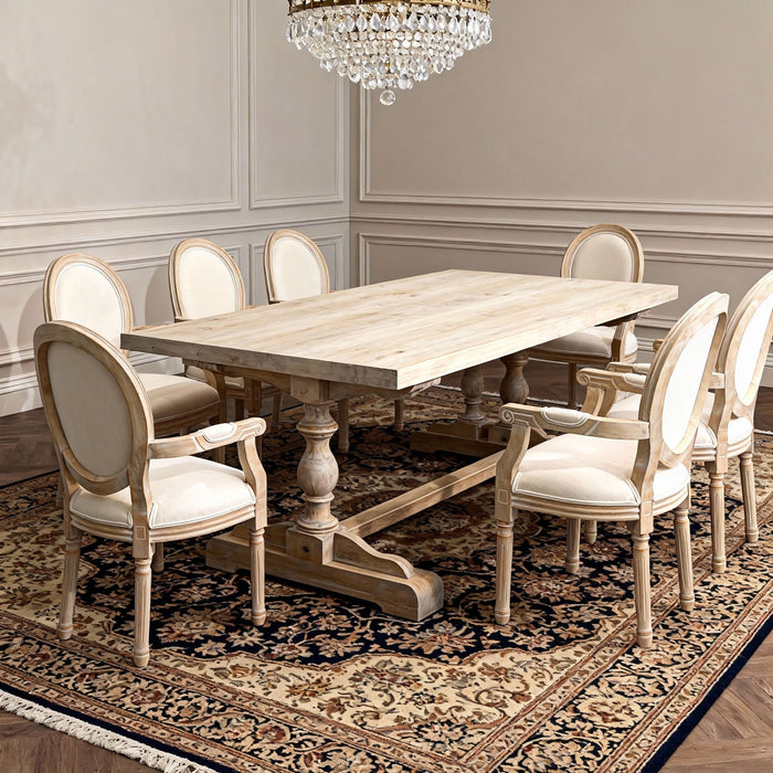 French Vintage Upholstered Fabric Dining Armchair (Set of 2)