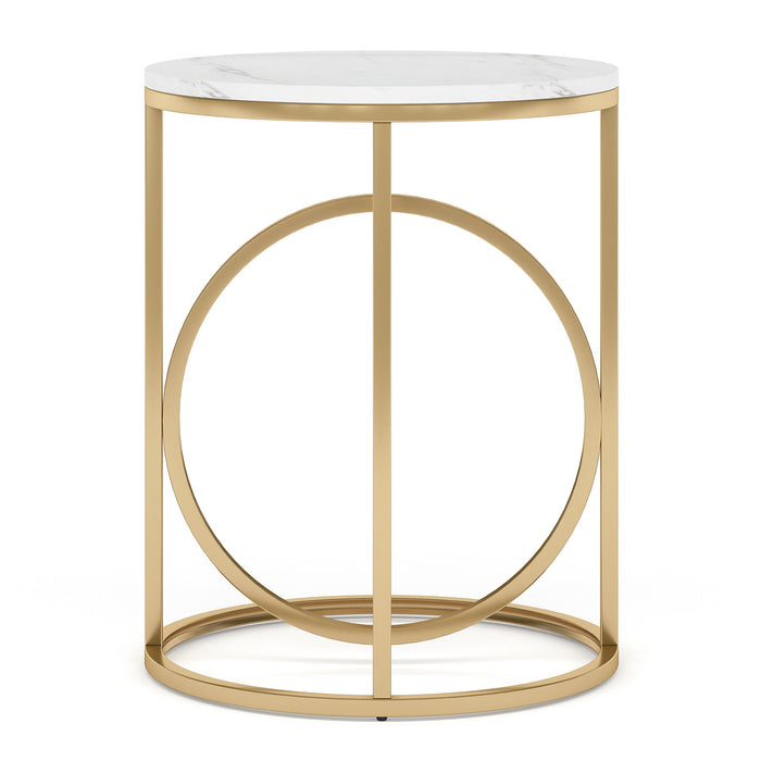 Round End Table - White / Gold