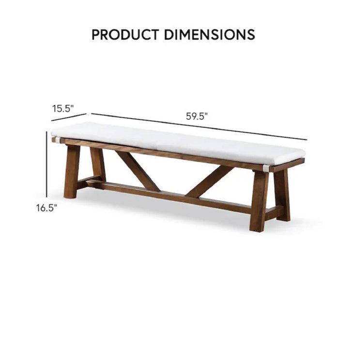 Upholstered Bench With Trestle Base - Brown / White