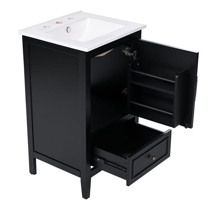 Modern Bathroom Vanity With Sink, Cabinet Storage, Drawer & Adjustable Feet