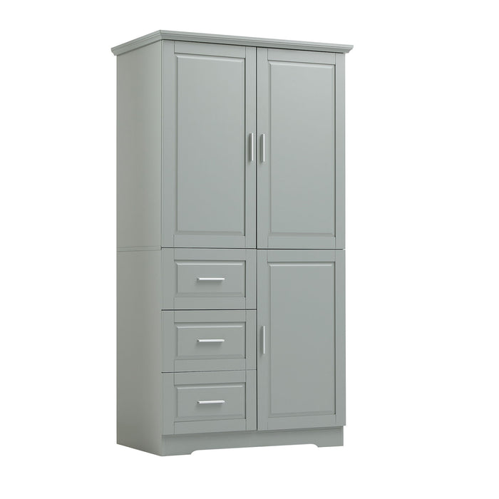 Tall And Wide Storage Cabinet With Doors, 3 Drawers