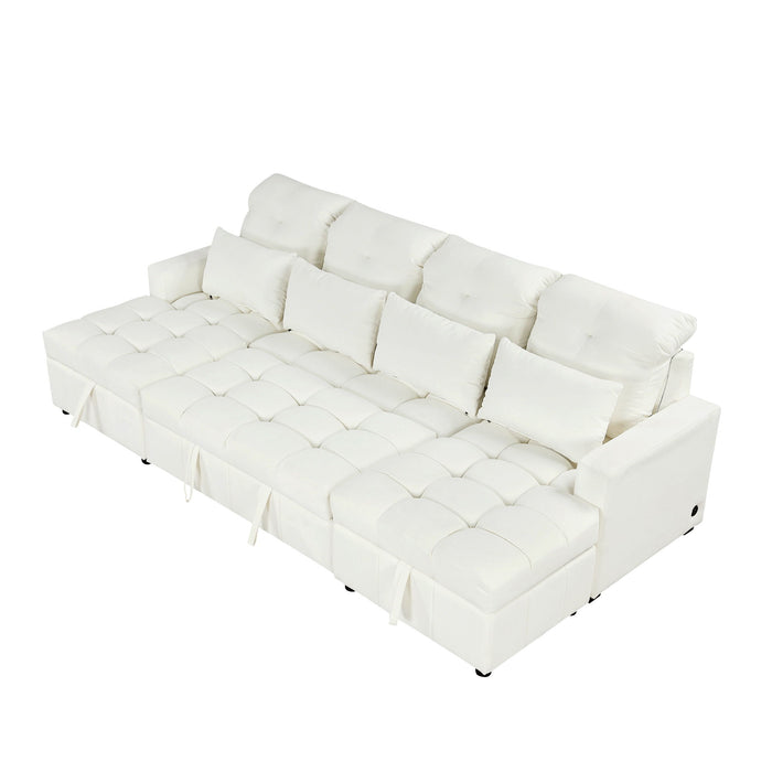 Oversized U-Shaped Versatile Sectional, Pull-Out Sofa Bed With Double Storage Chaise Lounges And 2 USB Ports For Living Room