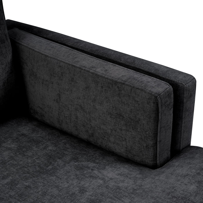 Chaise Lounge Sofa Bed With Dual Layer Armrests For Living Room