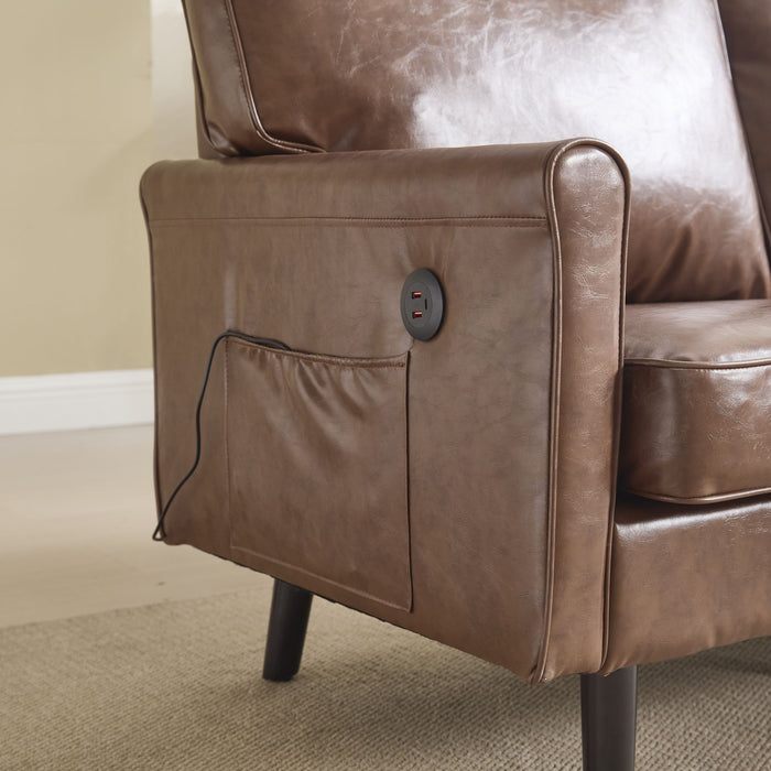 Mid Century Modern Loveseat Sofa With USB Ports, Removable Pillow Cover