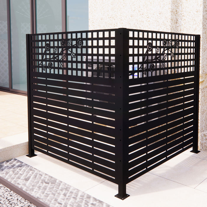 2 Panels Privacy Screen, Outdoor Privacy Panels, Trash Can Enclosure, Air Conditioner Fence - Black
