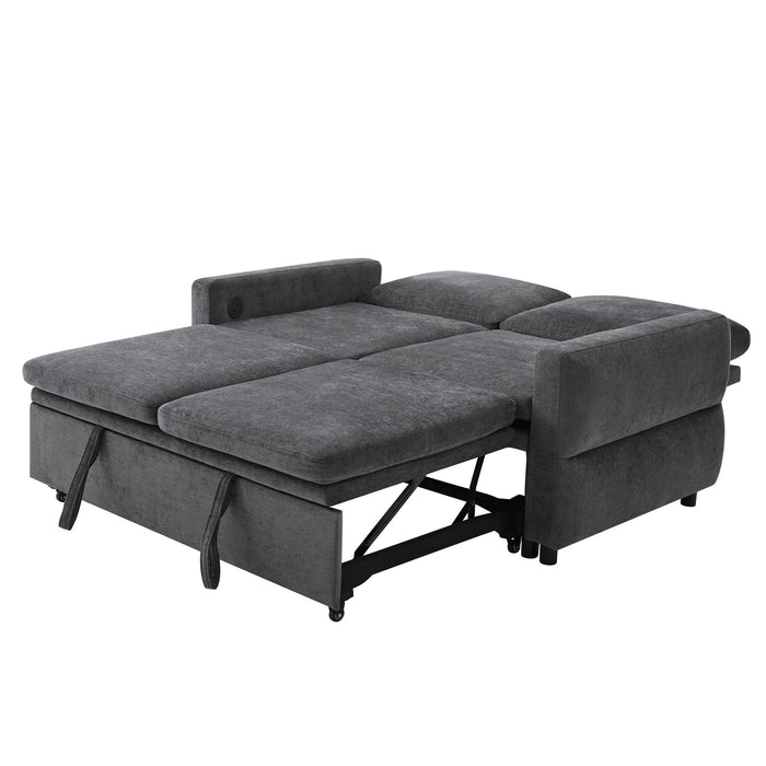 Convertible Sofa Bed Loveseat With Adjustable Backrest And USB Ports