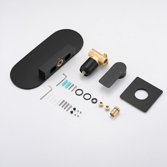 Modern Wall Mount Bathtub Faucet Single Handle With Waterfall Tub Spout And Rough