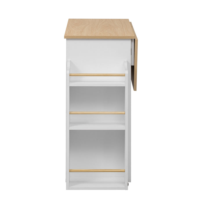 Modern Style 2 In 1 Pet Friendly Dog Crate Kitchen Island End Table Metal Pine - Natural / White