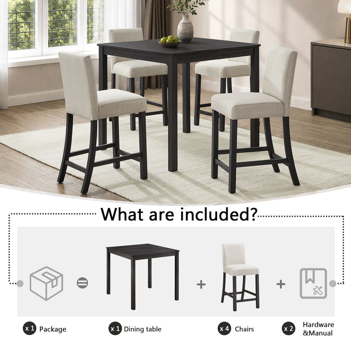5 Piece Counter Height Table Set With 4 Chairs