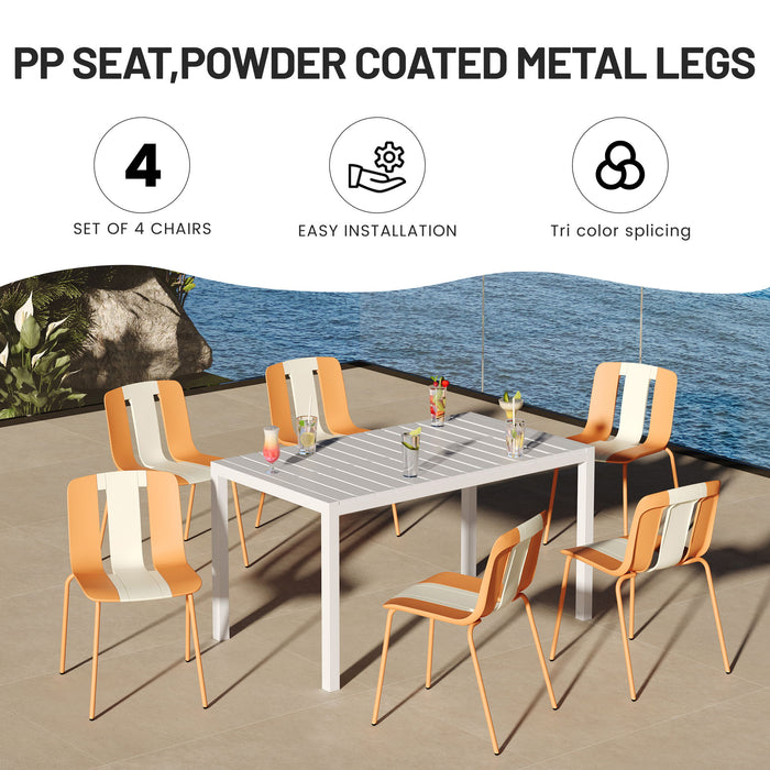 Modern Striped Blocking Single Chairs (Set of 4)