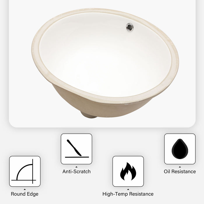 Elegant Ceramic Oval Undermount Bathroom Sink With Overflow