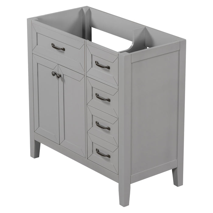 Modern Bathroom Vanity Base Only, 2 Doors And 3 Drawers
