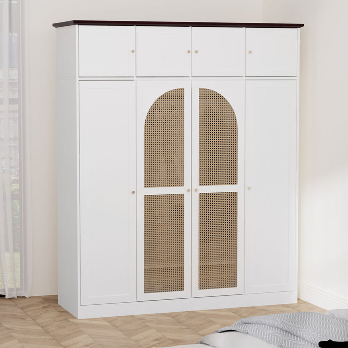 8 Door Armoire Wardrobe With Adjustable Shelves And Hanging Rod