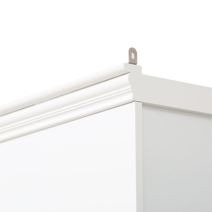 Retro Style Display Bookcase With Adjustable LED Ceiling Light And Tempered Glass Shelves - White