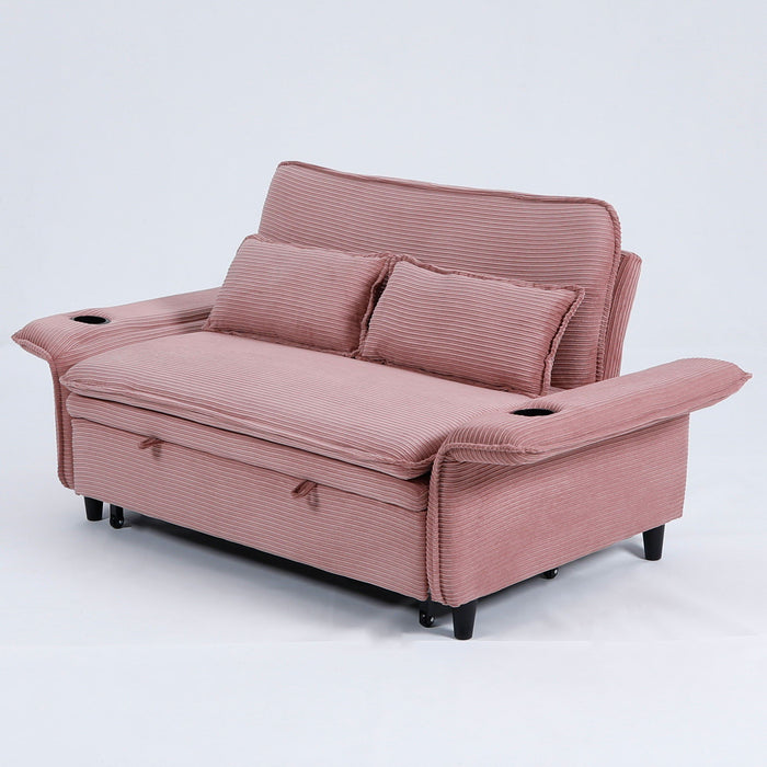 Modern Fabric Multi-Functional Sofa Bed With Adjustable Armrests And Backrests