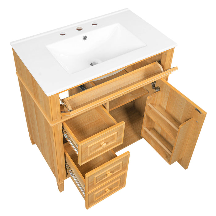 Bathroom Vanity With Flip Out Drawer, 2 Soft-Close Drawers