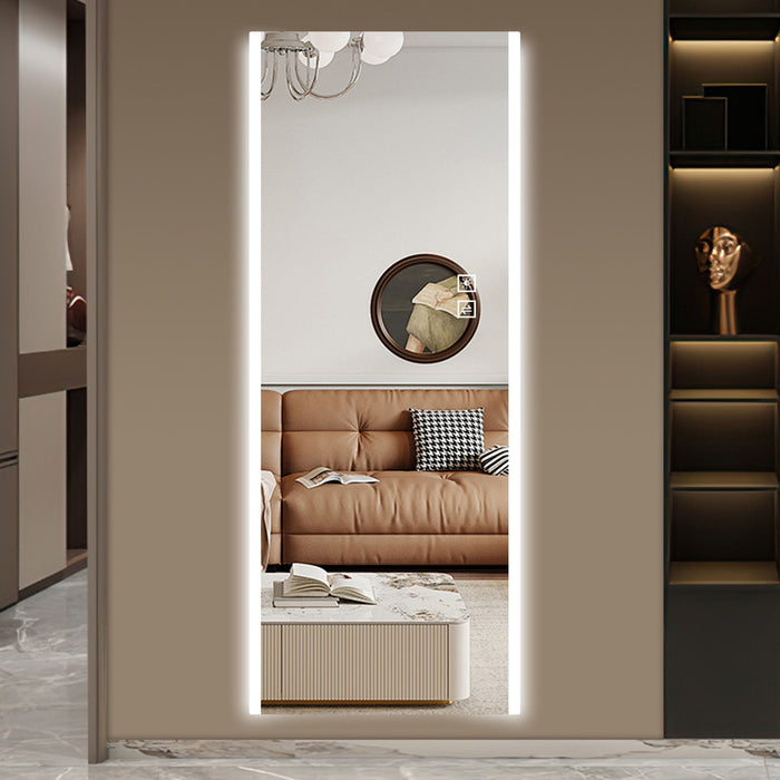 Frameless Full Length LED Mirror With 3 Color Changing Light And Explosion Proof Glass - Silver