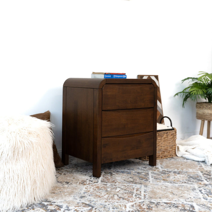Lionel - Nightstand 3 Drawer Bed Side Table - Brown