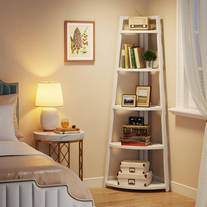 Tall 5 Tier Corner Bookshelf For Living Room
