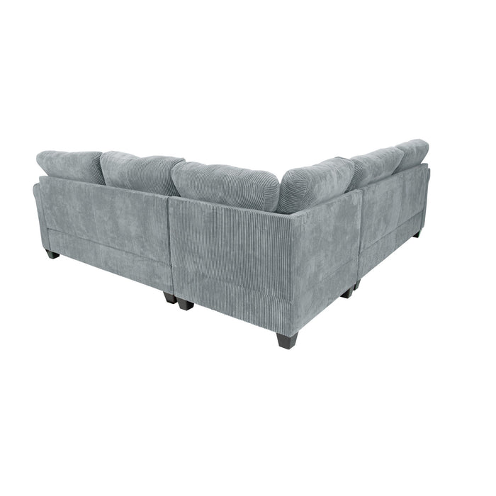 Modern Sectional Set With Corner Wedge, Loveseat, Ottoman & 2 Pillows