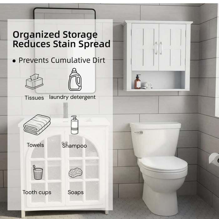 Multi Functional Wall Mounted Cabinet With Adjustable Shelves For Bathroom