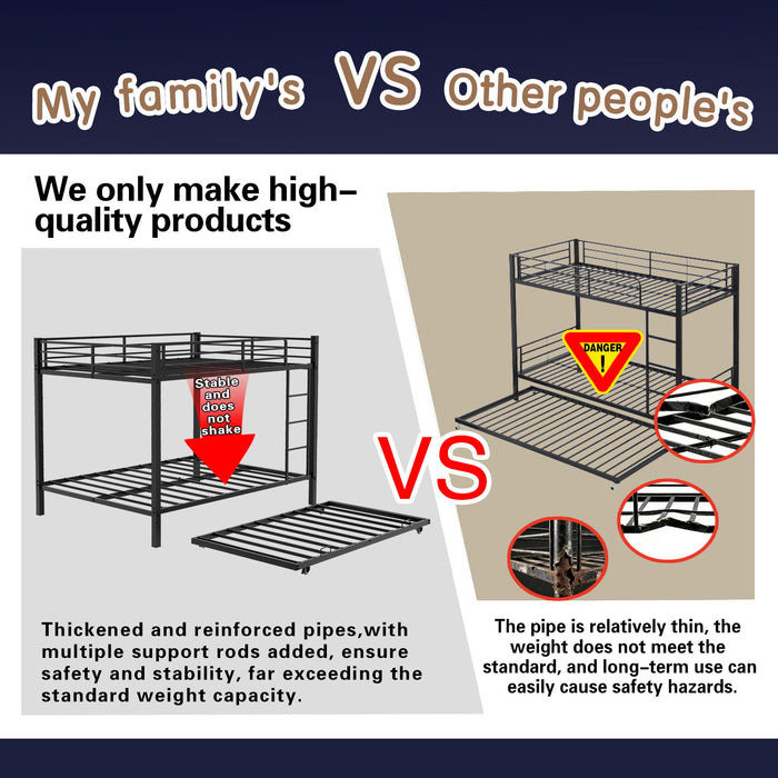 Bunk Bed For Kids, Convertible Frame With Ladders & Guardrail