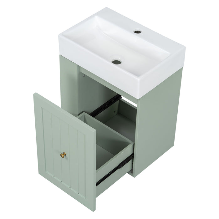 Modern Bathroom Vanity With Sink, Storage Cabinet, Drawer & Side Shelf