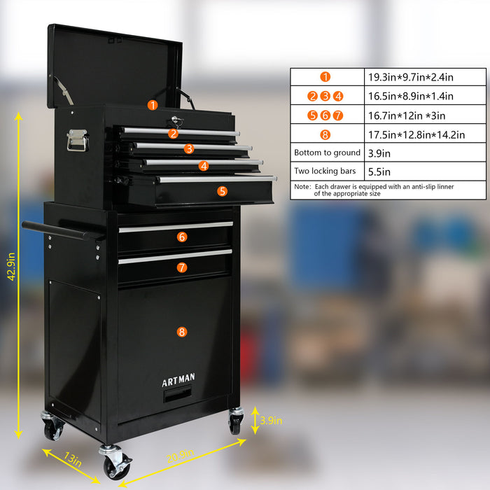 High Capacity Rolling Tool Chest With Wheels And Drawers, Storage Cabinet