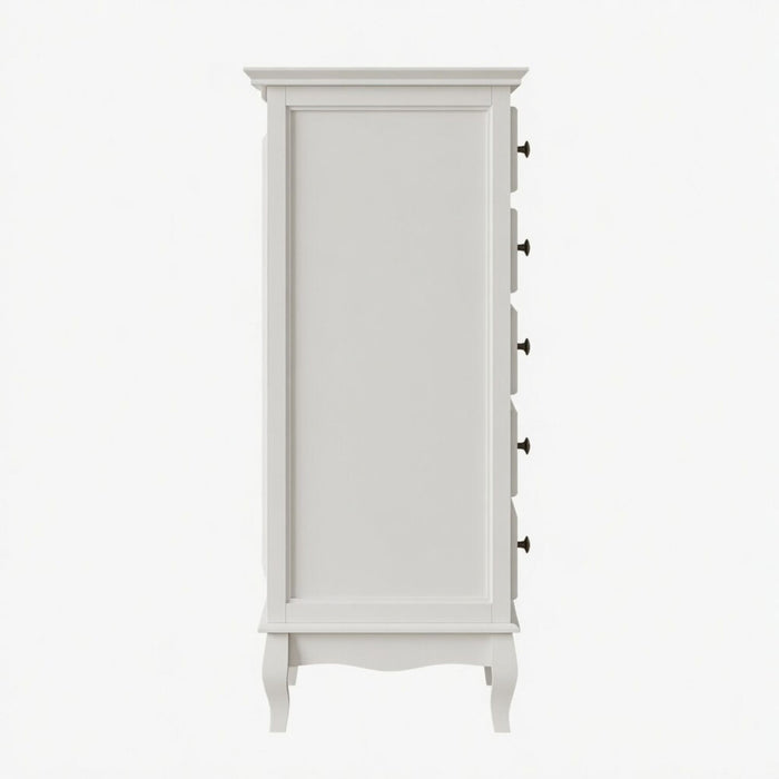 5 Drawer Tall Wide Chest Of Drawers - White